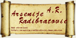 Arsenije Radibratović vizit kartica